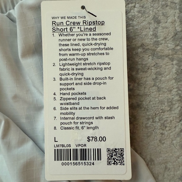 Lululemon Mile Maker Run Crew Ripstop Short 6" *Lined Vapor - Picture 10 of 10
